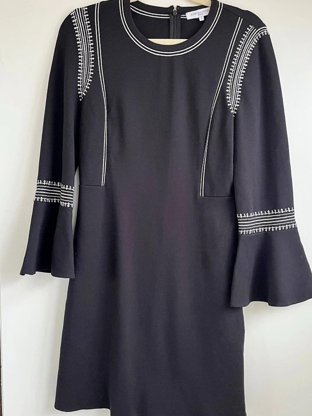 Kobi Halperin Embellished Bell Sleeve Mini Dress in Black Size Small